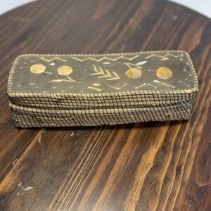 Hand Crafted North American Native Birch Bark Covered Porcupine Quill Basket 9"